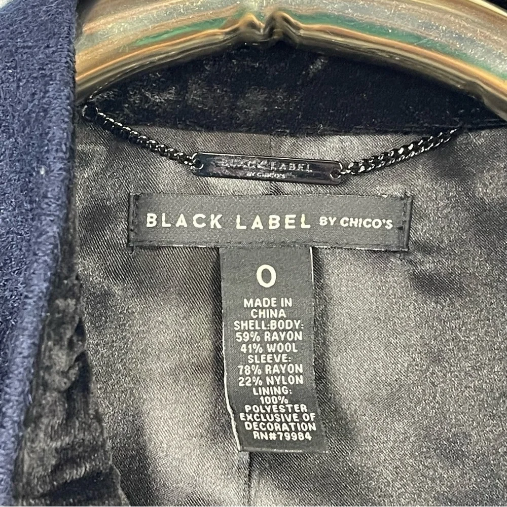 CHICOS BLACK LABEL BROCADE STUDDED VELVET WOOL BLEND 2 BUTTON JACKET